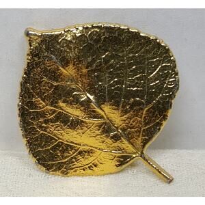 Leaf Goldtone Brooch Pin Textured